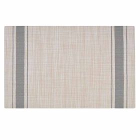 6 Pcs Japanese Style Placemats for Dining Table Everyday Use Woven PVC Kitchen Table Mats 17.7x11.8 inch, Grey