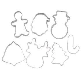 7 Pcs Christmas Cookie Cutters Stainless Steel Fondant Mold Cupcake Sugarcraft Cake DIY Decorating Tool