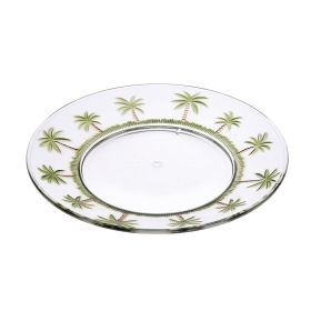 Palm Tree Design 9" Acrylic Dinner Plates Set of 4, Crystal Clear Plastic Plates Reusable