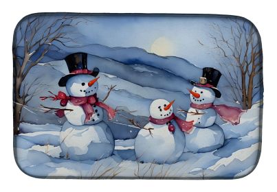 Christmas Snowmen Dish Drying Mat Absorbent Dish Drying Mat Pad for Kitchen Counter Dish Drainer Mat for Countertop, 14 x 21", Multicolor