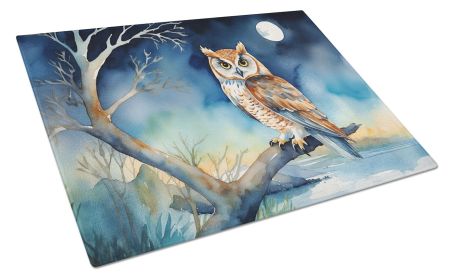 Owl Perched in Coastal Tree Glass Cutting Board Decorative Tempered Glass Kitchen Cutting and Serving Board Large Size Chopping Board