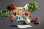 Bears Autumn in the Woods Glass Cutting Board Decorative Tempered Glass Kitchen Cutting and Serving Board Large Size Chopping Board