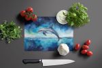 Dolphin in a Starry Sea Glass Cutting Board Decorative Tempered Glass Kitchen Cutting and Serving Board Large Size Chopping Board