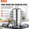 VEVOR 5-Tier Stainless Steel Steamer, 11'' Multi-Layer Cookware Pot with Handles on Both Sides, Work with Gas, Electric, Grill Stove Top, Dia-28cm