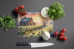 Chicken Farmyard Sunrise Glass Cutting Board Decorative Tempered Glass Kitchen Cutting and Serving Board Large Size Chopping Board